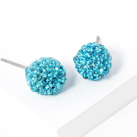 Rhinestone Pave Disco Ball Stud Earrings