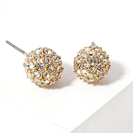 Crystal Paved Disco Ball Stud Earrings