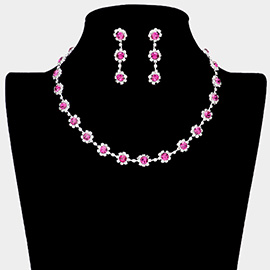 Floral Crystal Rhinestone Collar Necklace