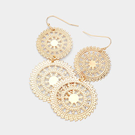 Metal Double Wheel Drop Earrings