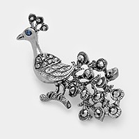 Crystal peacock brooch