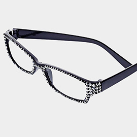 Crystal Pave Rectangular Reading Glasses