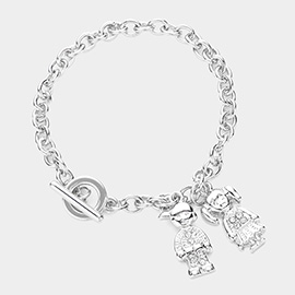 Couple Charm Toggle Bracelet