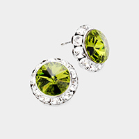 Rivoli Cut Genuine Crystal Round Stud Earrings