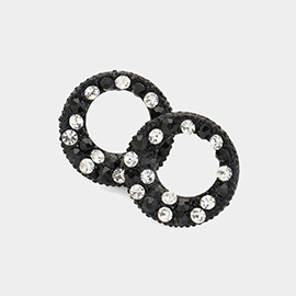 Crystal Paved Circle Stud Earrings