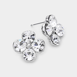 Genuine Crystal Clover Stud Earrings