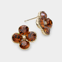 Genuine Crystal Clover Stud Earrings