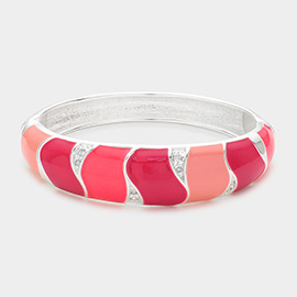 Color Block Enamel Hinged Bracelet