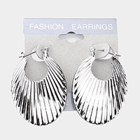 Metal Shell Hoop Pin Catch Earrings