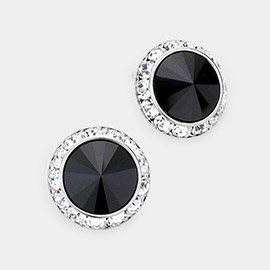 Rivoli Cut Genuine Crystal Round Stud Earrings