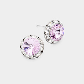 Rivoli Cut Genuine Crystal Round Stud Earrings