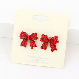 Pave bow stud earrings