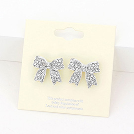 Pave bow stud earrings