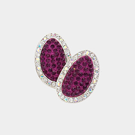 Rhinestone Paved Abstract Oval Stud Earrings