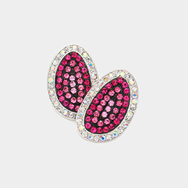 Rhinestone Paved Abstract Oval Stud Earrings