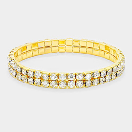 2-ROW Rhinestone Stretch Evening Bracelet