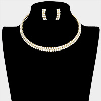 2-Row crystal Rhinestone Banded Open Choker Necklace