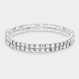 2-ROW Rhinestone Stretch Evening Bracelet