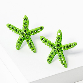 Crystal Paved Starfish Stud Earrings