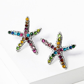 Crystal Paved Starfish Stud Earrings