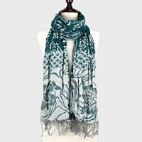 Flower Print Polyester Fringe Scarf