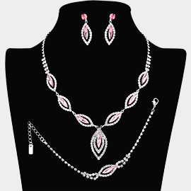 Marquise Rhinestone Necklace Jewelry Set