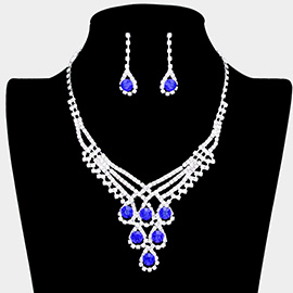 Crystal Rhinestone Teardrop Glass Necklace