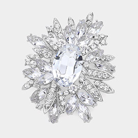 Crystal Flower Leaf Cluster Pin Brooch