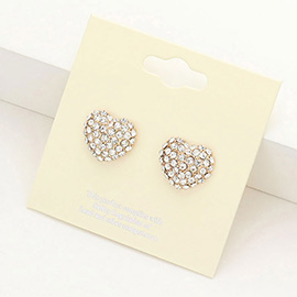 Crystal Pave Heart Stud Earrings