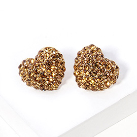 Crystal Pave Heart Stud Earrings