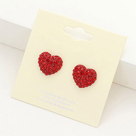 Crystal Pave Heart Stud Earrings