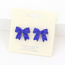 Pave bow stud earrings