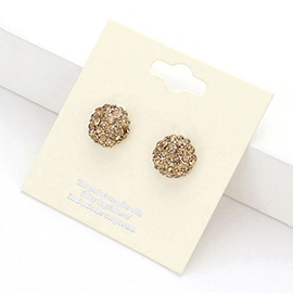 Crystal Paved Round Dome Stud Earrings