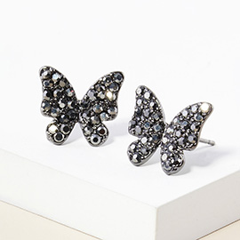 Rhinestone Paved Butterfly Stud Earrings