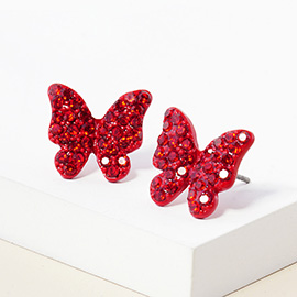 Rhinestone Paved Butterfly Stud Earrings