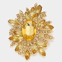 Crystal Flower Leaf Cluster Brooch / Pendant