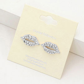 Crystal Pave Lips Stud Earrings