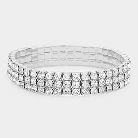 3-Row Rhinestone Stretch Bracelet