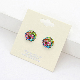 Crystal Paved Round Dome Stud Earrings