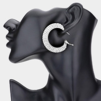 Crystal Rhinestone 1.75 Inch Hoop Earrings