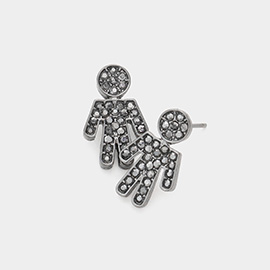 Rhinestone Embellished Boy Stud Earrings