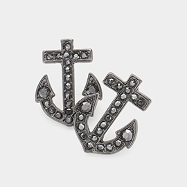 Stone Paved Anchor Stud Earrings