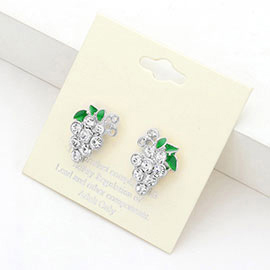 Crystal Enamel Grape Stud Earrings