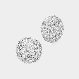 Rhinestone Embellished Dome Stud Earrings