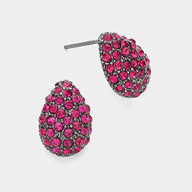 Rhinestone Paved Teardrop Stud Earrings