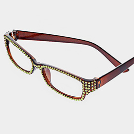 Crystal Pave Rectangular Reading Glasses