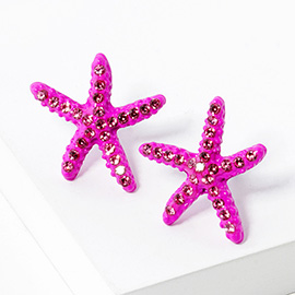 Crystal Starfish Stud Earrings