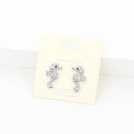 Crystal Pave Seahorse Stud Earrings