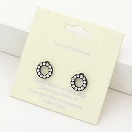 Rhinestone Embellished Open Circle Stud Earrings