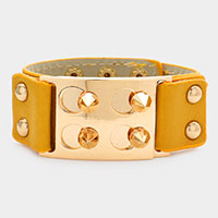 Spike Cone Studded Faux Leather Bracelet